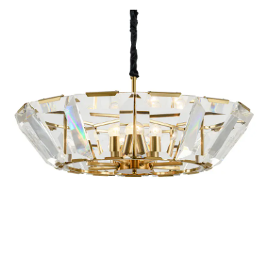 Oval crystal flat chandelier light