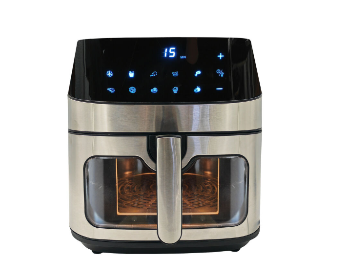 8L Air Fryer With digital LCD touch display no oil with 10 preset programmes stainless steel surface